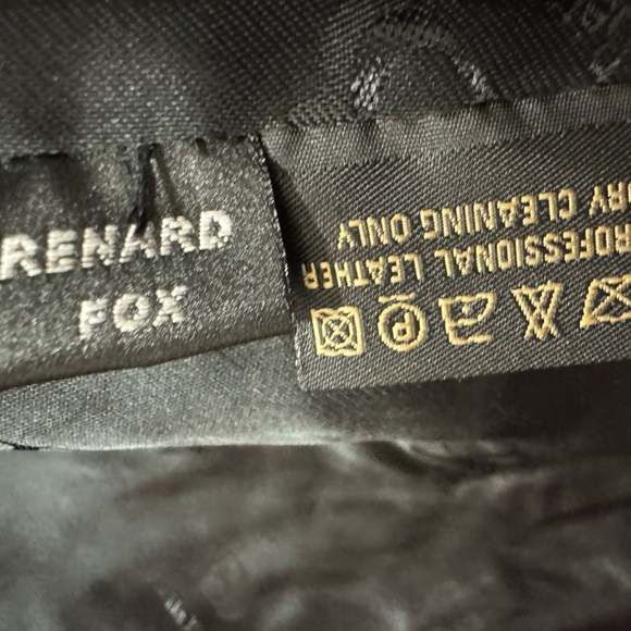 Bella Bicchi Black Leather Fur Suede Coat Jacket Saga Fox Collar mob wife - Picture 7 of 8